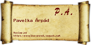 Pavelka Árpád névjegykártya